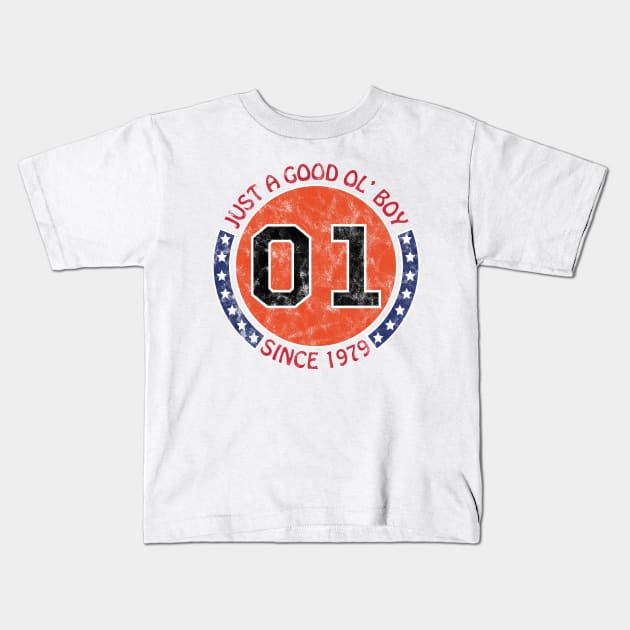 Dukes of Hazzard - Just A Good Ol' Boy Since 1979 Vintage (01 General Lee) Kids T-Shirt by albinochicken